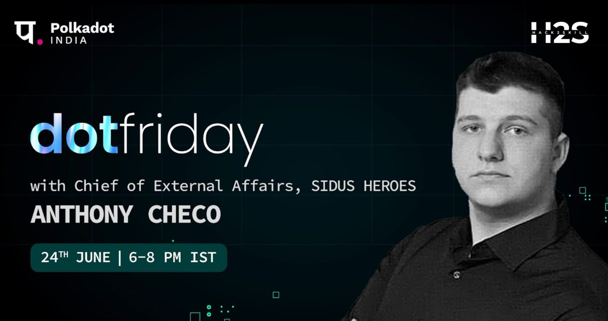 hack2skill's tweet photo. Let's dive into #advancedgaming &amp; #P2E with the brains behind some of the leading gaming projects!   

Meet the Chief of External affairs at #SidusHeroes Mr. Anthony Checo on 24th June, 6 PM IST⏰for @_PolkadotIndia #DotFriday chapter!

Register now: https://t.co/OUjuGQKNxI 
#H2S https://t.co/E46zZlMOfI