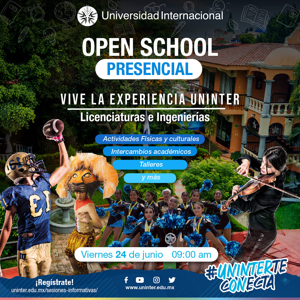 Uninter_Cuerna's tweet image. ¡Vive la universidad de manera Internacional! 🌎
Te invitamos a nuestro Open School presencial  de 
Donde podrás conocer todas las actividades que los alumnos realizan dentro de la universidad.
Regístrate en uninter.edu.mx/sesiones-infor…
#UninterTeConecta