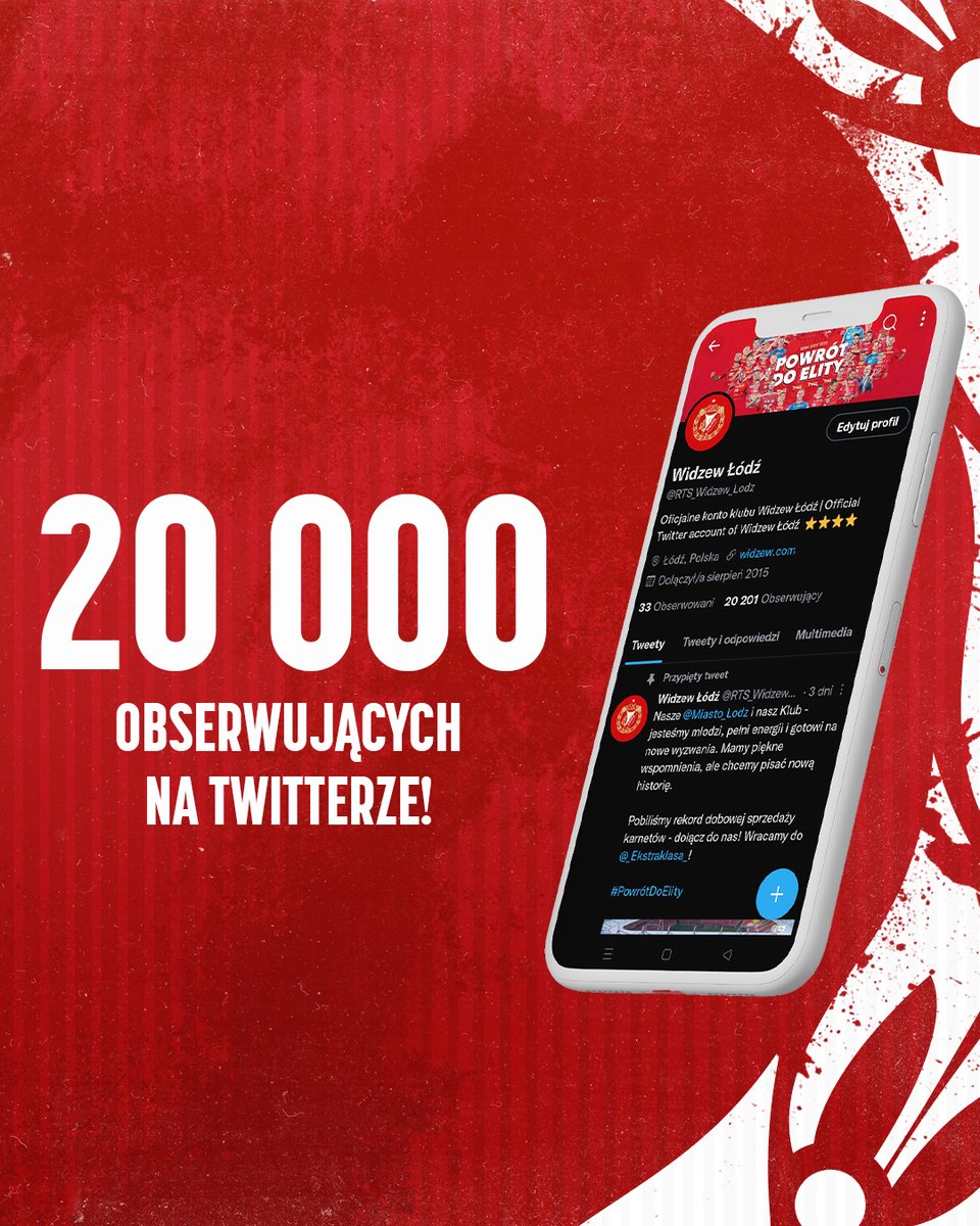 RTS_Widzew_Lodz's tweet photo. Ostatnio tyle grafik z karnetami, że nie było kiedy pochwalić się liczbą obserwujących na Twitterze, która przekroczyła niedawno 2⃣0⃣ 0⃣0⃣0⃣! 💪🇦🇹
I nie pozostaje nam nic innego, jak celować jeszcze wyżej 🔝
#TTRTS #WidzewskiTwitter https://t.co/A9nxJN96Cv