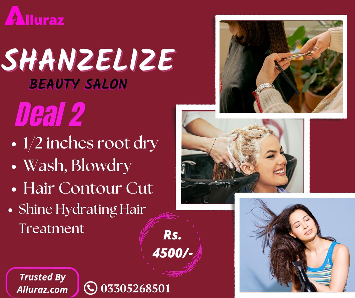Alluraz2's tweet photo. Beauty is our duty.
Deal 2
Shanzalize is offering an exclusive deal for all the ladies out there. Don't miss out on this amazing offer and book your deal now. 
Call us at +92 330 5268501 to book an appointment at your favorite salon. https://t.co/ATHqysM9B2