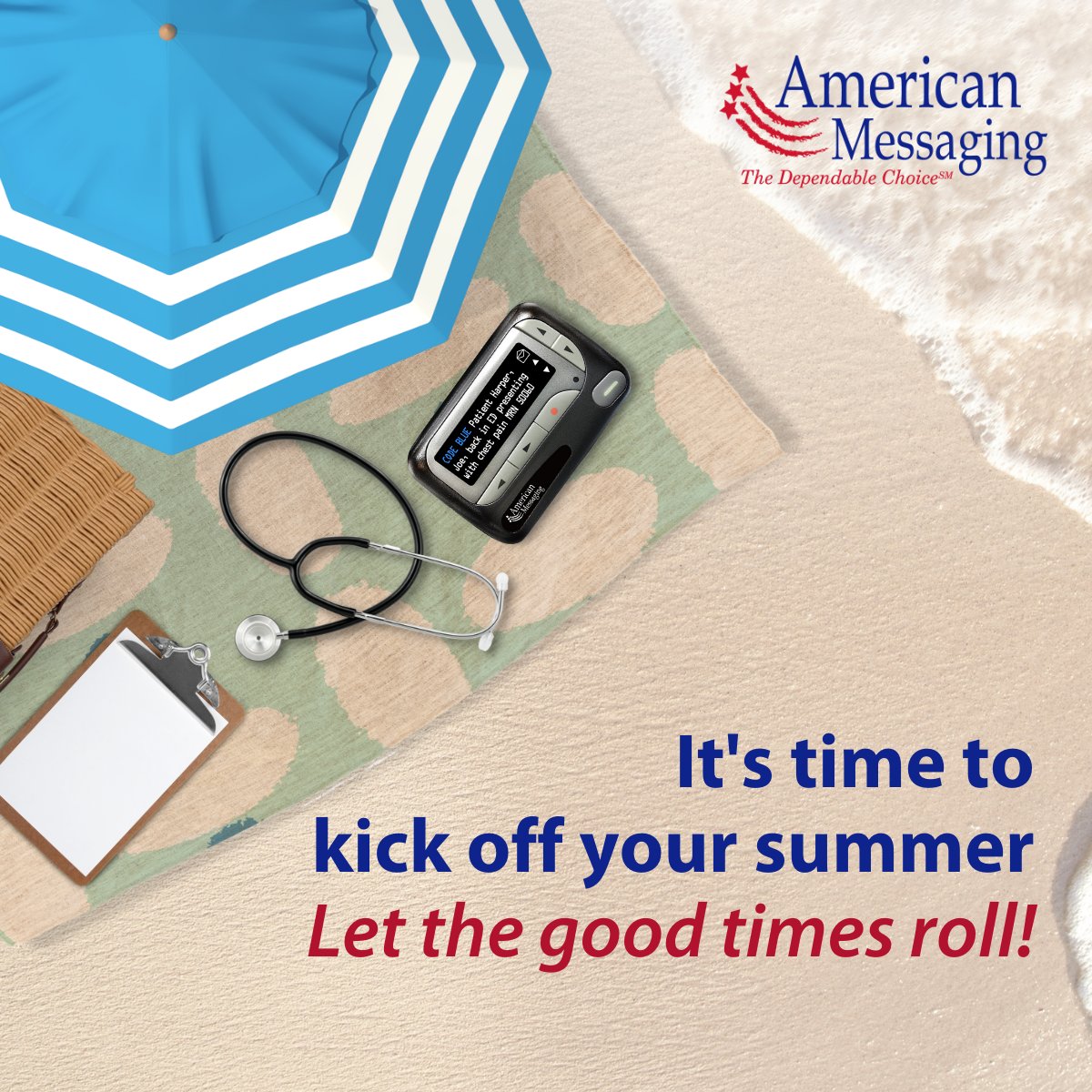 amsmsg's tweet photo. It's summertime! Where is your favorite place to vacation in the summer? 

#SummerTime #CodePager #AmericanMessaging #CriticalMessaging #SecureMessaging #Pager #Paging #HospitalPager #HealthcareIT #MessageManager #WebPager #ClinicalCollaboration https://t.co/RakCqAtpxS