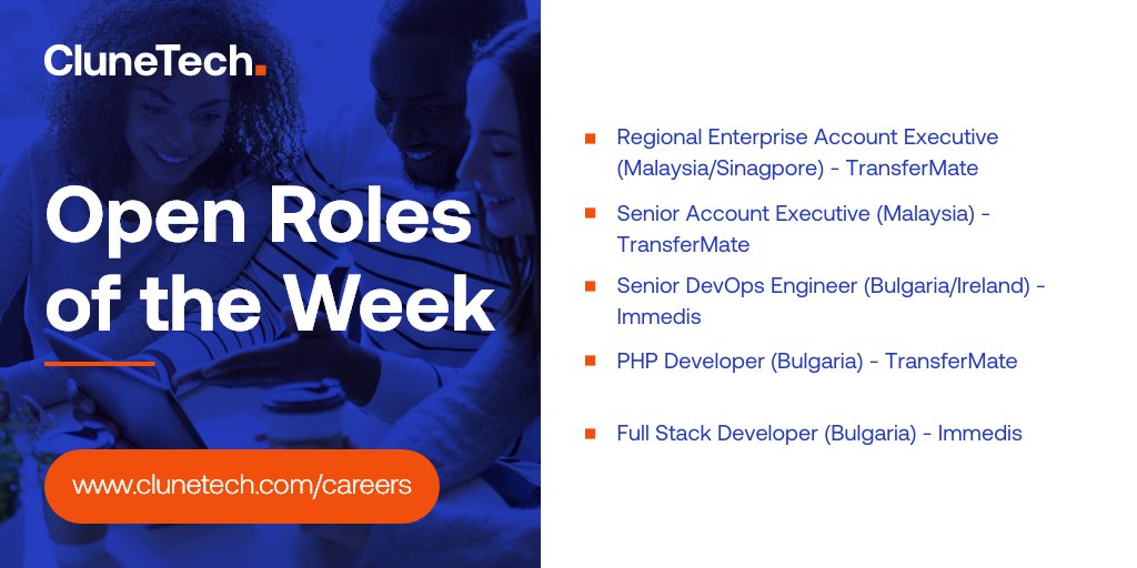 CluneTech's tweet image. Open Roles of the Week. CluneTech are hiring!
To explore some of our exciting opportunities currently available in CluneTech visit clunetech.com/careers
#Hiring #FinTech #CluneTech #MakingBusinessBetter