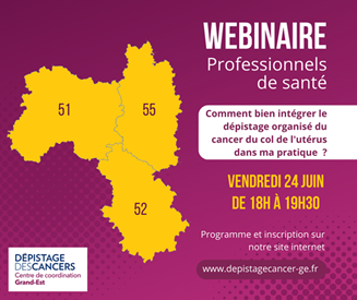 ars_grand_est's tweet photo. Webinaire @CrcdcEst 24.06 18h à 19h30
"Comment bien intégrer le #dépistage organisé du #cancer du #ColUtérus dans ma pratique ?"
🎯prof. de #santé de la #Meuse #ARS55 #Marne #ARS51 & #HauteMarne #ARS52
#Vaccination #HPV
👉https://t.co/2cZYuexvrH
#cpam55 #cpam52
#URPSSagesFemmes https://t.co/y0Q1ZrDsjr