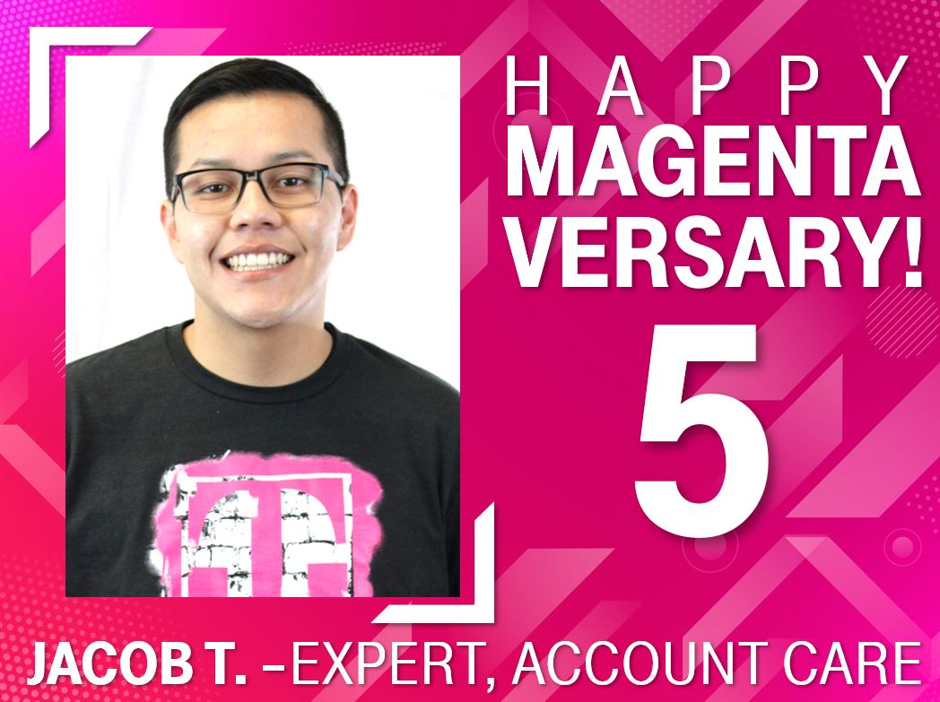team505menaul's tweet image. High five to Jacob on his milestone anniversary! We wish you continued success! 

#MostLoved #LoyalT #magentaporvida