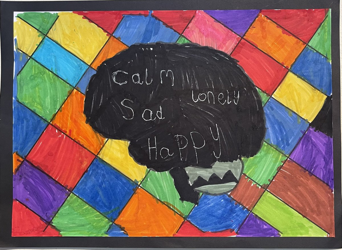 OurPandemicSAC's tweet photo. The children at @BarrPrimary wrote their feelings about lockdown and things they associated with the pandemic in the brain template; they then used colour to convey their feelings 

#lockdown #COVID19 #feelings #colours https://t.co/vo73NDJpDE