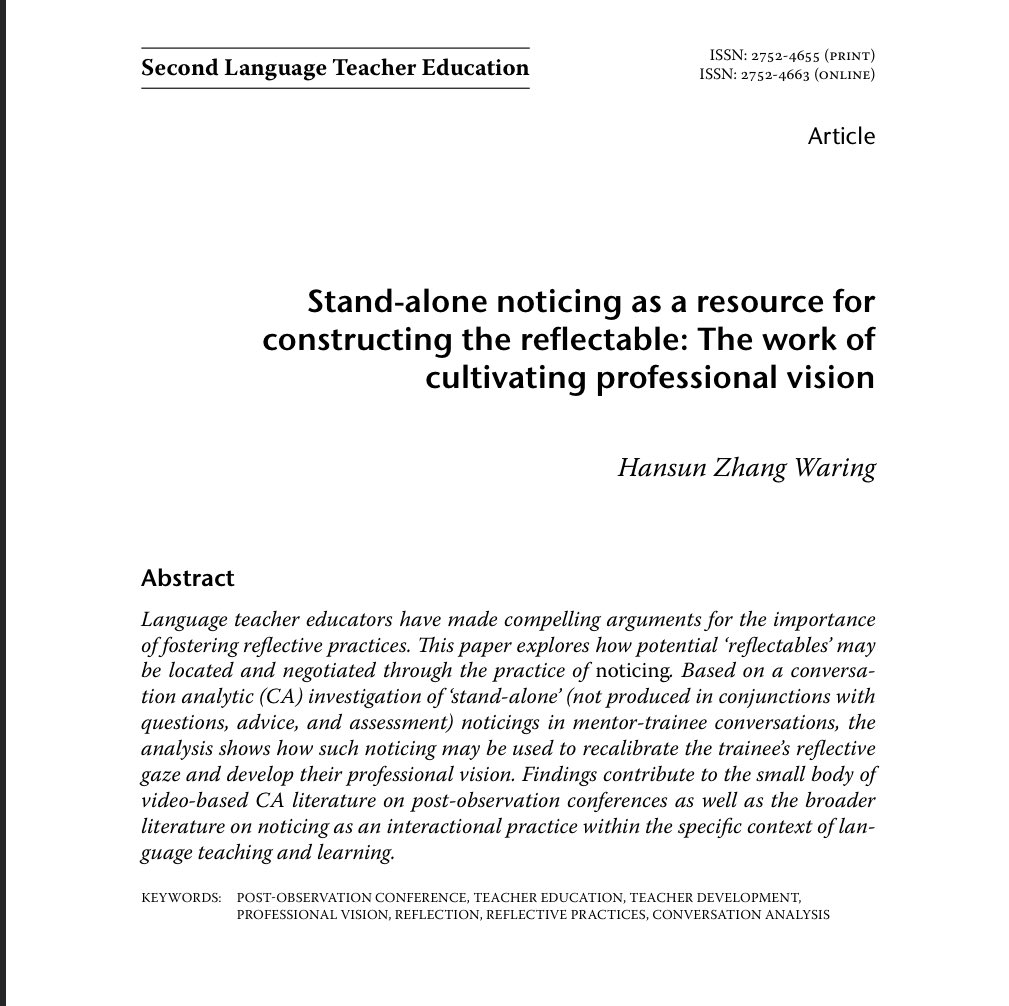 lansi_tc's tweet photo. This and the entire issue OPEN ACCESS ๐ till end of July: https://t.co/EvMRckIoYp @AAALGrads @TESOL_Assn @NYSTESOL #lansibunch #altesolfaculty #L2TeacherEducation #emca #noticing #ProfessionalVision @ISCAupdates @ICA_Language @lsi_nca https://t.co/2r6PfR2jgZ