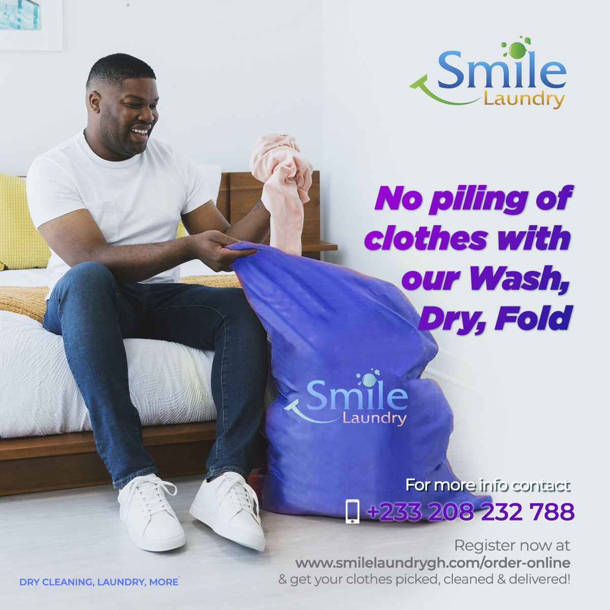 SmileLaundrygh's tweet photo. With a wash, dry and fold service, there is no need piling up your clothes. Whatapp us on 020 823 2788 to arrange a pickup.
#laundry
#drycleaning
#washdryfold
#carpetcleaning https://t.co/8Ksi9ahpsk