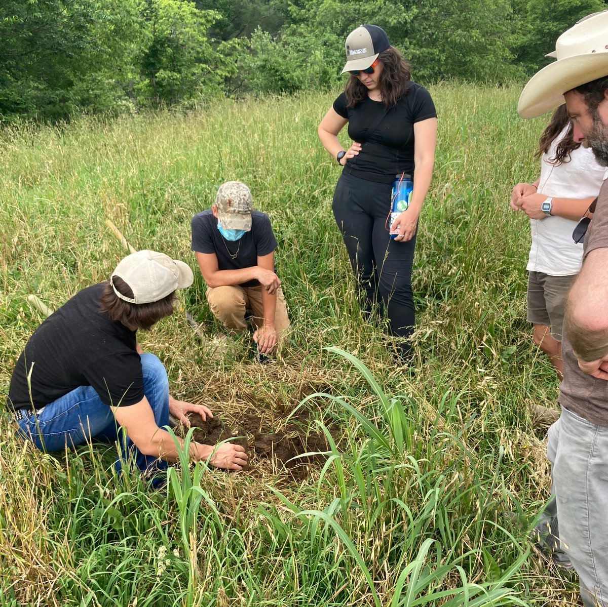 We recently brought our Ecological Outcome Verification team to our home for a day of soil profiling! As shown in these photos, we dug a deep hole to get a better look at the health of our soil. Interested in learning more? Keep an eye out for an in-depth post coming soon!