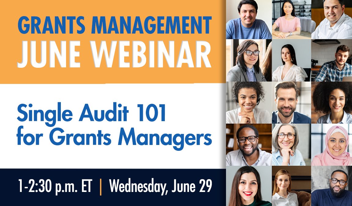NGMAnews's tweet photo. One week left to register for our can't-miss #grantsmanagement webinar on #singleaudits- seats are filling fast! #RegisterNow to learn information every #grantsprofessional needs to know! https://t.co/2jMqdfJO7m https://t.co/NH25IFzRTx