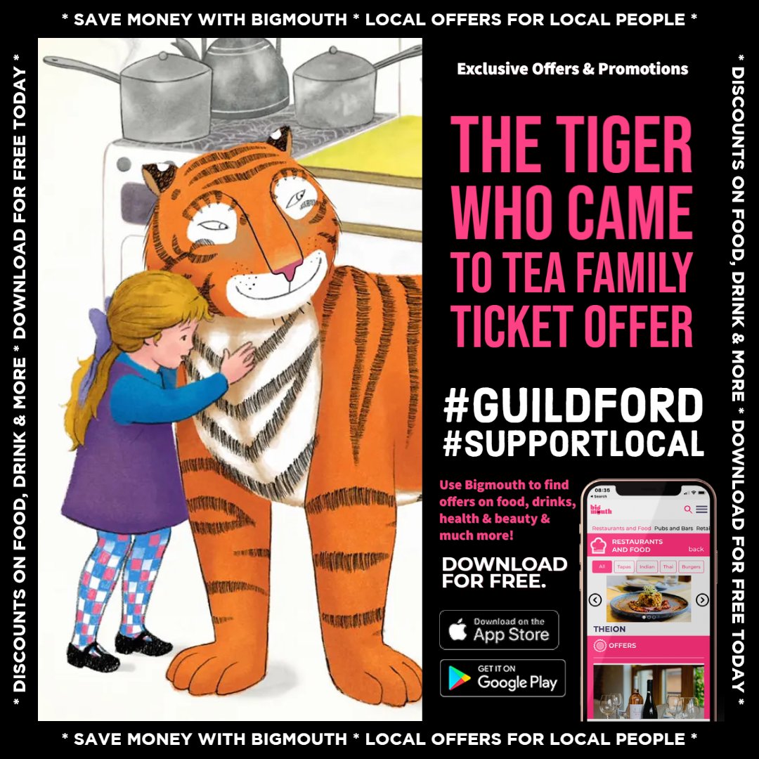 GuildfordBig's tweet photo. Direct from the West End, the Olivier Award nominated smash hit show, The Tiger Who Came to Tea will be at @GLiveGuildford on Friday 22nd July; and Bigmouth have a family ticket offer just for you.

#Guildford #Surrey #LocalOffersForLocalPeople #SupportLocal https://t.co/Av7XEWCqhB