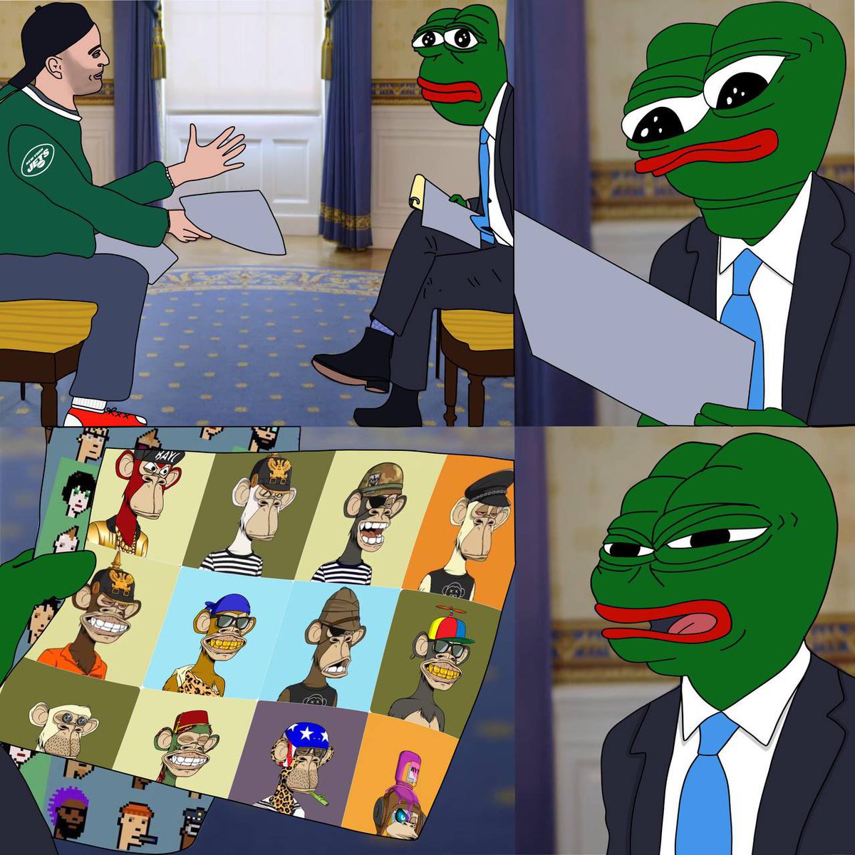 bradmillscan's tweet photo. Just watched the Bored Ape Nazi Club movie featuring @ryder_ripps.

The doc was a great exposé, but it turns out it was just one dotETH grifter going after other dotETH grifters.

The CTA was to pump his NFT series.

The real BAYC protest is drawing #DerpyApes with Bitcoiners. https://t.co/BtqJgutr3z