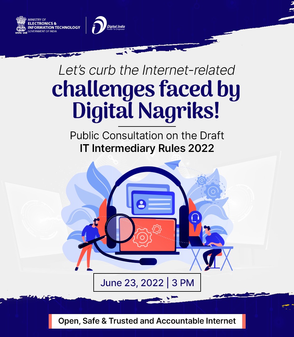 GoI_MeitY's tweet image. #OSTA | Digital ecosystem &amp;amp; connected Internet users in India expand, so do the challenges &amp;amp; problems faced by them. So new amendments have been proposed to #ITRules2021 to address those. @GoI_MeitY seeks comments on proposed draft for amendment in #ITRules2021. @Rajeev_GoI