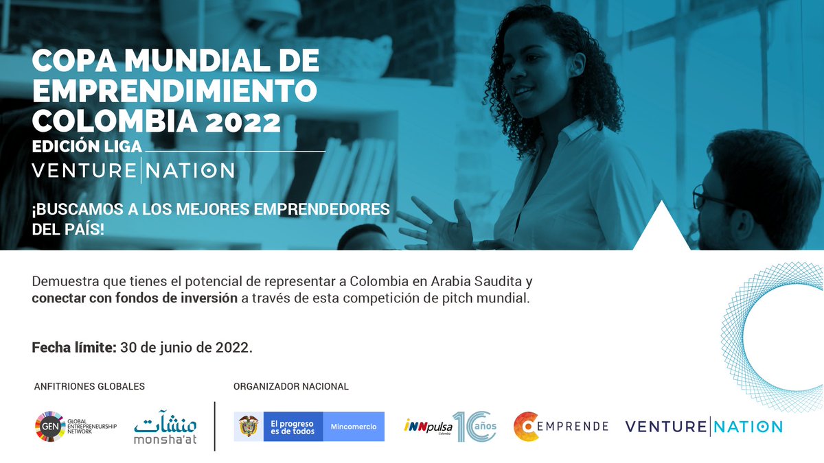 ColombiaJoven's tweet photo. Buscamos a los mejores emprendimientos del país para representar a Colombia en la #CopaMundialDeEmprendimiento 2022 ¿eres uno de ellos? ¡Postúlate! No importa tu nivel de desarrollo ni el sector en el que te desempeñas ¡Hazlo ya! https://t.co/yAz5MRMjHn (inglés requerido) #EWC https://t.co/YxTrtZpSnw