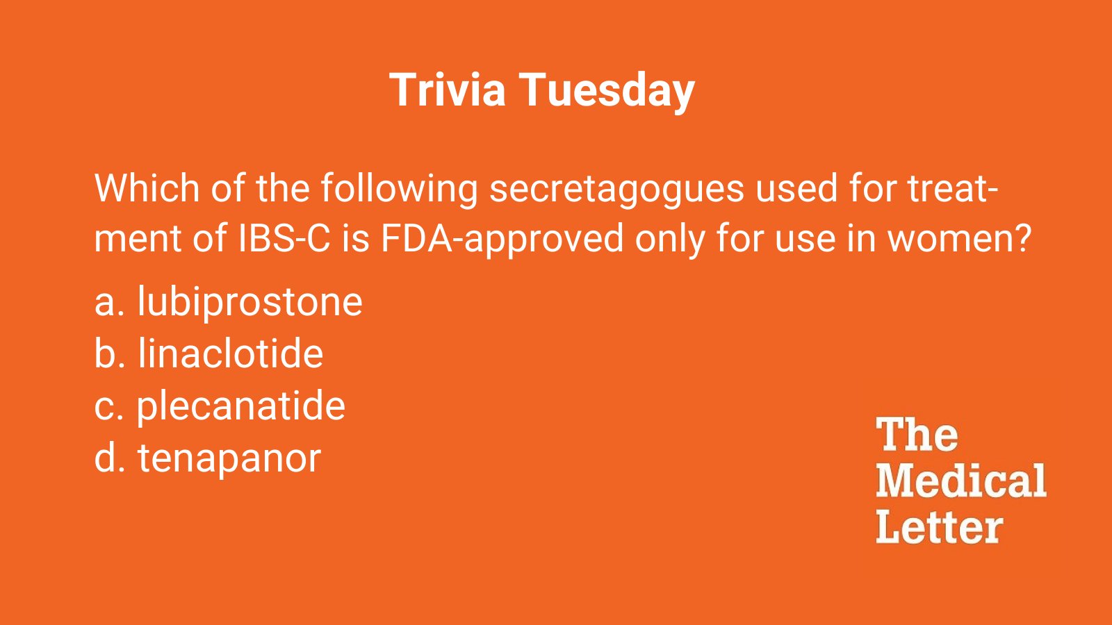 The Medical Letter on Twitter "It's Trivia Tuesday! Here's a question