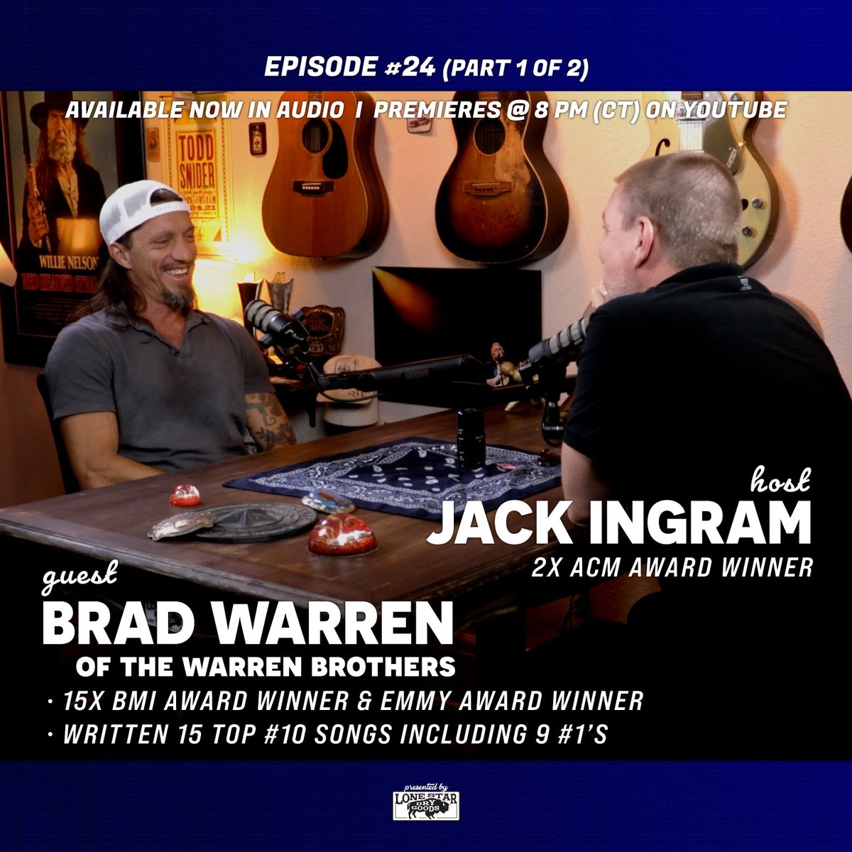 Join <a href="/JackIngram/">Jack Ingram</a> &amp; Brad Warren of the <a href="/WarrenBrothers/">Warren Brothers</a> for EP. 24 as they visit about the early days of the Warren Brothers to Brad writing 15 Top 10 songs, of which 9 went to #1.  Access your favorite platform now by clicking👉 jackinaroundpodcast.com/ep24-bradwarren.