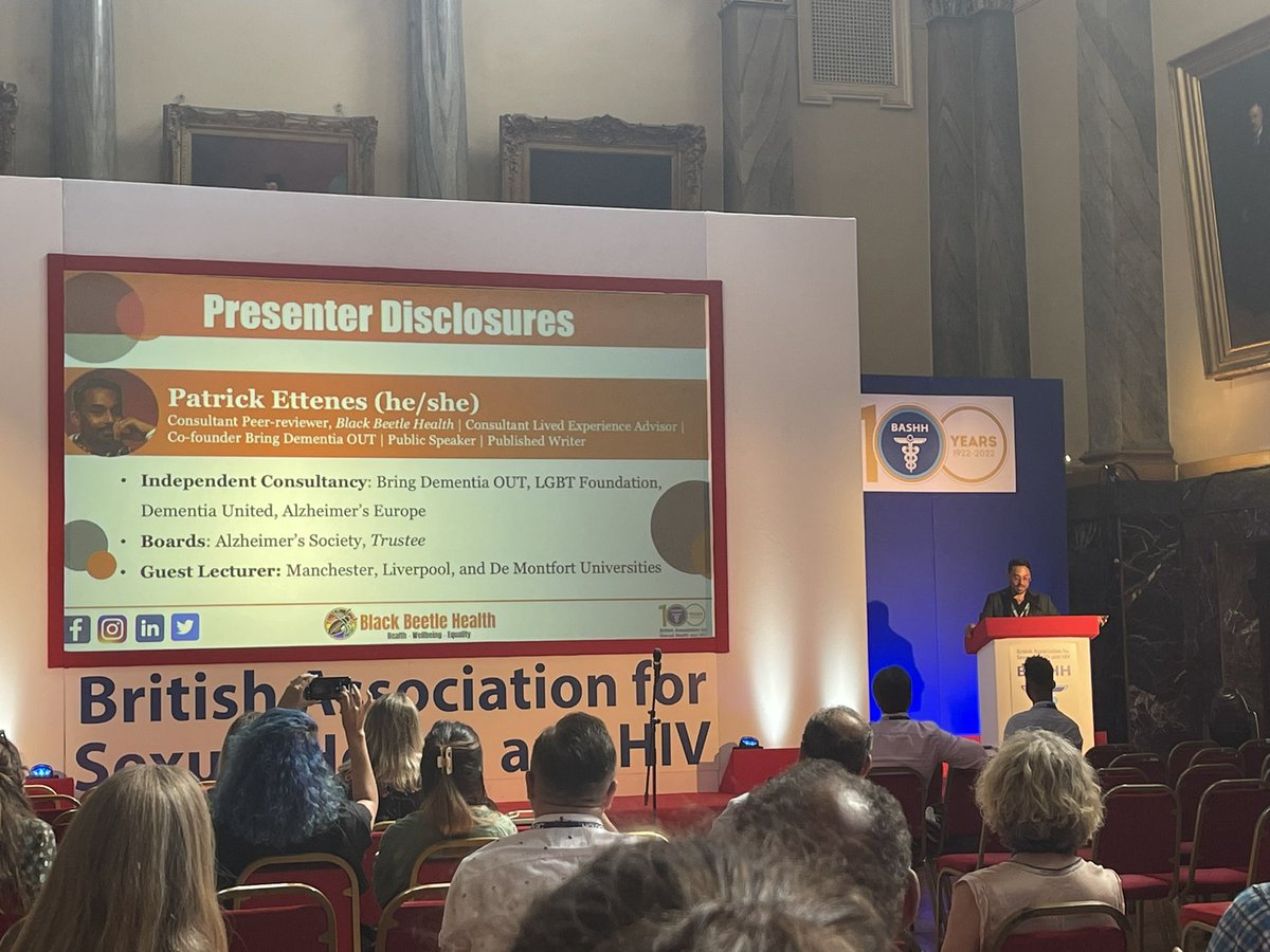 Patrick Ettenes from <a href="/HealthBeetle/">Black Beetle Health</a> smashing this presentation to <a href="/BASHH_UK/">BASHH</a> on LGBTQ+BPOC Health Equity and Advocacy and the work of <a href="/HealthBeetle/">Black Beetle Health</a> #representationmatters #louderforthepeopleattheback #finallysomerepresentationontheslides