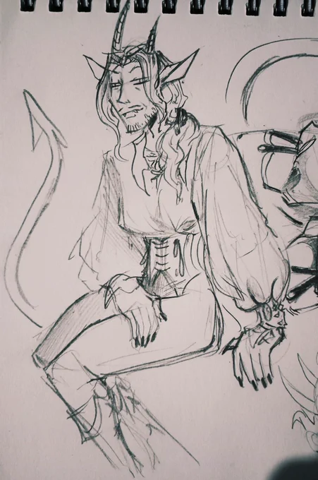 tosses coincidence sketches bc my laptop is still being fixed and I must draw my blorbo to Cope 
ᕙ( T v T;;)ᕗ 

(ft. scruffy travel vibes, bad ending vampire spawn vibes, and funky outfit + chibi vibes)

#dnd #CoS 