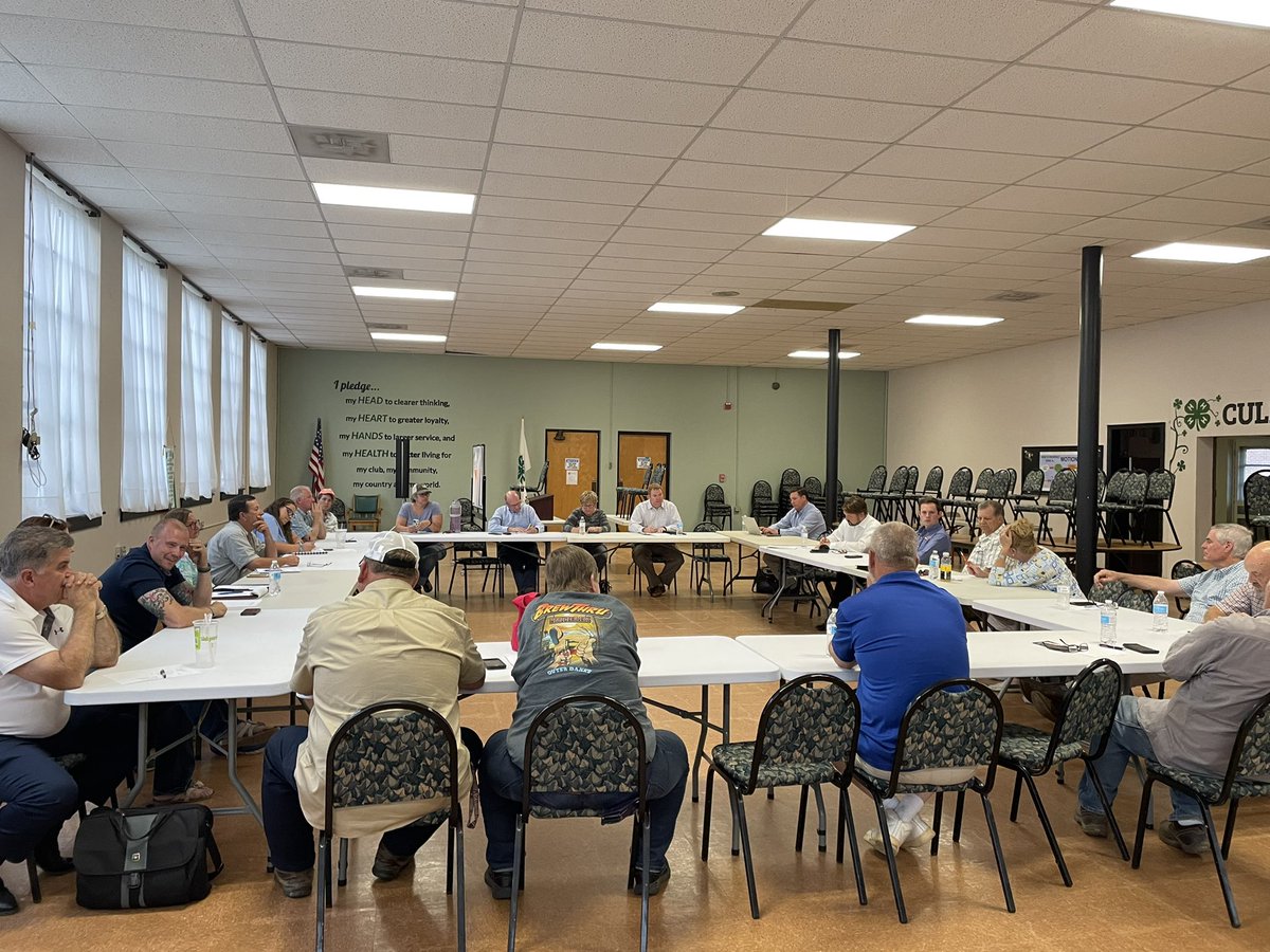 Thanks to <a href="/MichaelWebert/">Michael Webert</a>, Commissioner Guthrie, &amp; <a href="/VaAgriculture/">VDACS</a> staff for attending a <a href="/VaFarmBureau/">Virginia Farm Bureau</a> listening session on meat processing to hear directly from our producer members! This was #2 of 4 sessions to be held across Virginia this month.