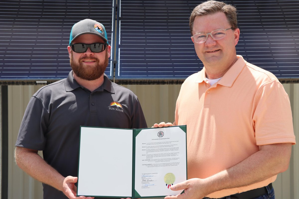 Greene County Presiding Commissioner Bob Dixon attended the celebration of Sun Solar's 10th anniversary on Monday.