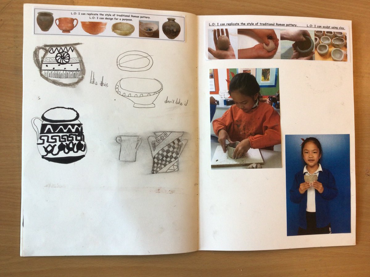BSNJSL's tweet photo. Roman pottery learning journey - features and uses of Roman pottery, Roman patterns, scraffito and wax resist artwork, designing and final pottery making! #JSLYear3 #BSNArt https://t.co/fVOu4Z6lPX