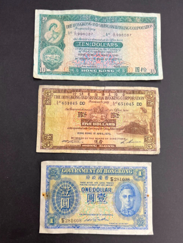 CavalierCoins's tweet image. Hong Kong Dollars $10,$5,$1  set of three notes to add to a  collection. Going live 23.06.22 #hongkongdollar #collectablenotes