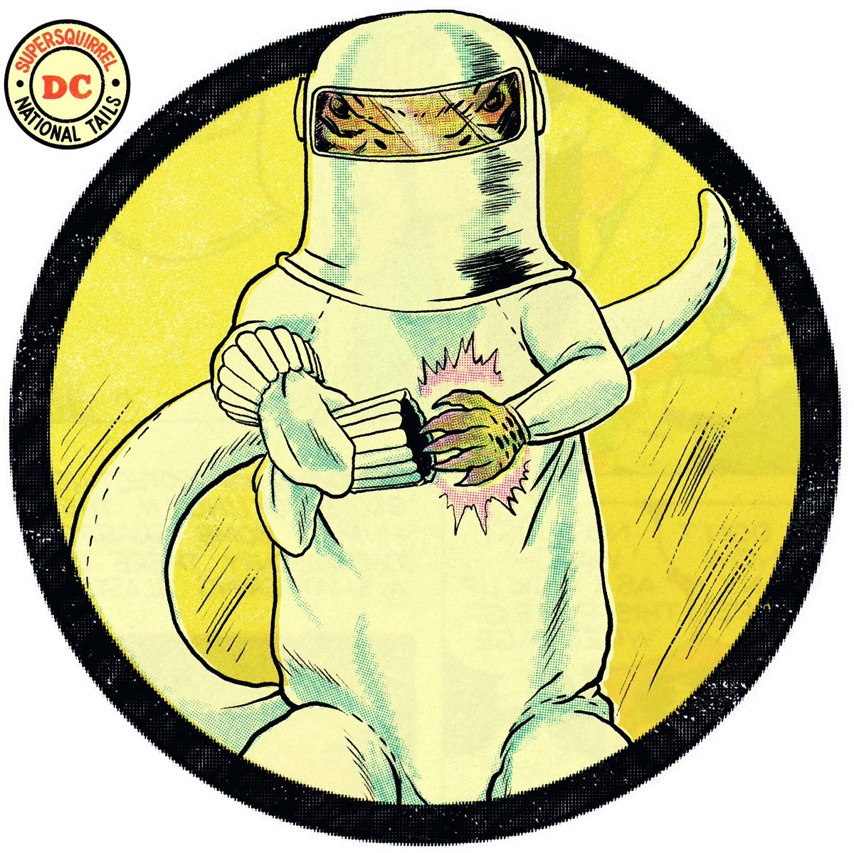 RealMarvelTails's tweet photo. Drinking an experimental explosive to keep it away from Nazi spies, Roy Lizard becomes a Uma Bomb! #marveltails #dccomics #comicart #animalart #superhero #goldenage #goldenagecomics #policecomics #humanbomb #lizard #uma https://t.co/5oTMnVagsb