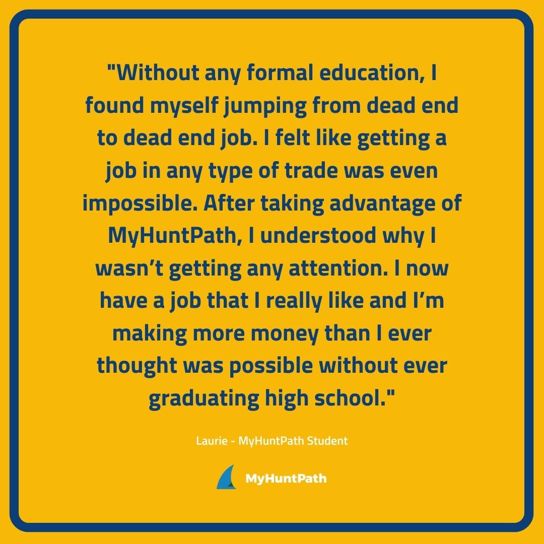 MyHuntPath's tweet image. We love hearing stories like these! Congratulations on the new job and thank you for the feedback Laurie! 

If you are unhappy with your current job and want some change, contact us today!
