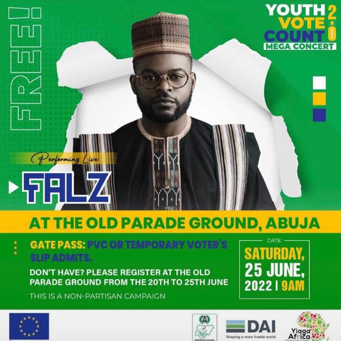 Do you want to access the biggest music concert in Abuja?

Registration is ongoing at the Old Parade Ground from today to 25th June, 2022.
Time: 9am - 5pm Daily

You can also transfer your PVC, request a replacement or correct your details
#YouthVoteCountNG
#AbujaTwitterCommunity