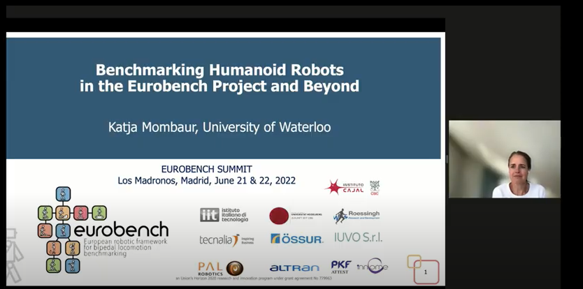 Just ended the last session of the #EUROBENCH_Summit first day, where Katja Mombaur from the University of Waterloo had delivered a plenary talk. 

We carry on with our poster session🦾