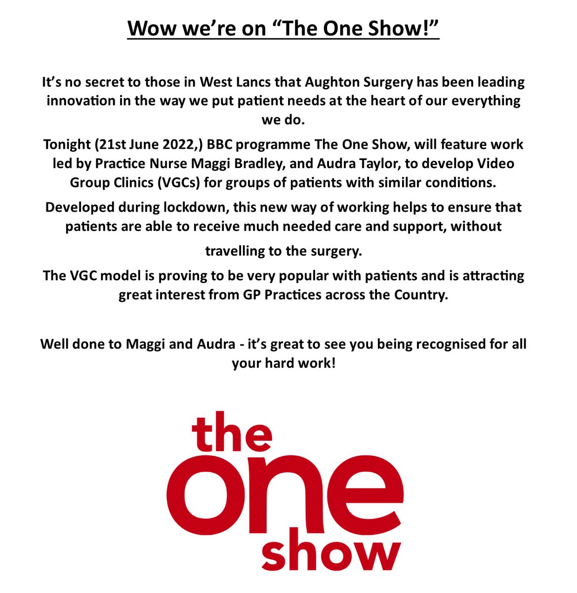 Aughton Surgery (@aughtonsurgery) on Twitter photo 