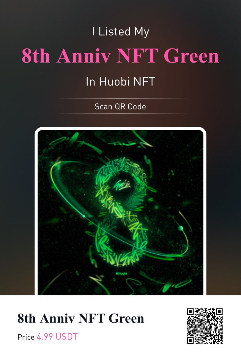 okanuguten4's tweet photo. In Huobi NFT 8th anniv nft Green #huobinft #nft #sell #sellnft https://t.co/w41Ng2ZFNA