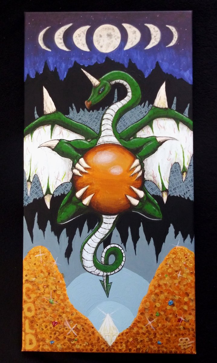 BarrenSloppy's tweet photo. Dragon Gold (2020)
This acrylic painting is hanging in my art lab to inspire me to go for the GOLD. I'm willing to sell it if it will help inspire you 🥇 12x24 - $300
(This piece was once hung in the SBDAC)
💰
🏆
🐲
#BaronHoppe
#dragon #gold #dragongold #dragonsgold #dragoon https://t.co/O32vEa4QIh