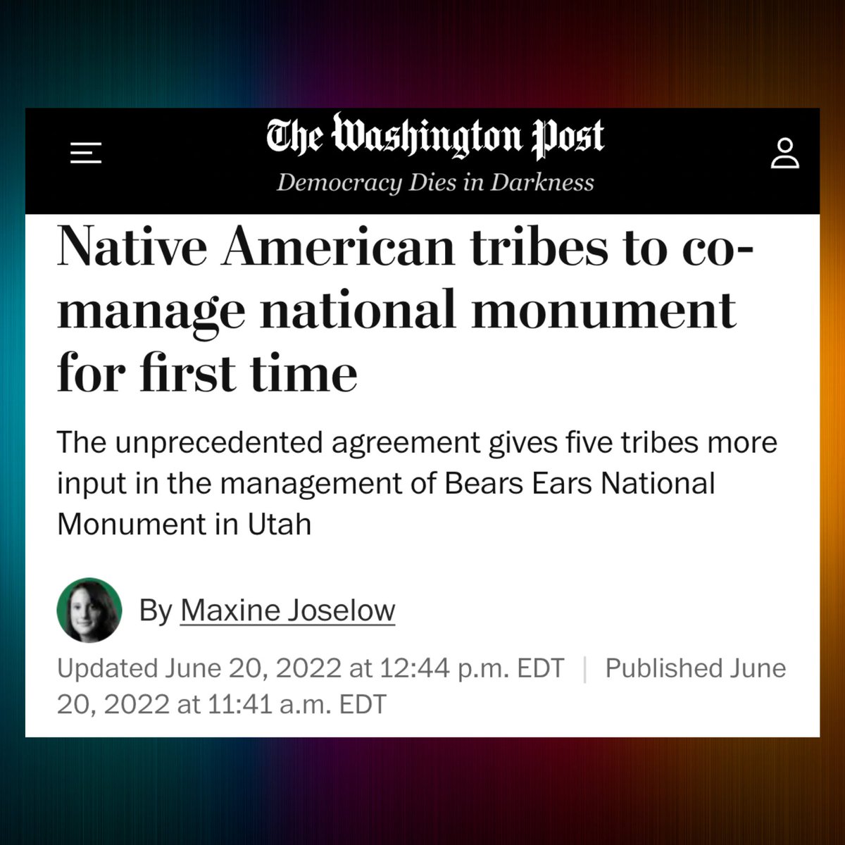 This weekend Tribal leaders from the five Coalition Tribes (Pueblo of Zuni, Ute Mountain Ute Tribe, Navajo Nation, Hopi Tribe, and Ute Indian Tribe ) signed a historic agreement with federal agencies. #IndigenousStewardship #BearsEarsRestored