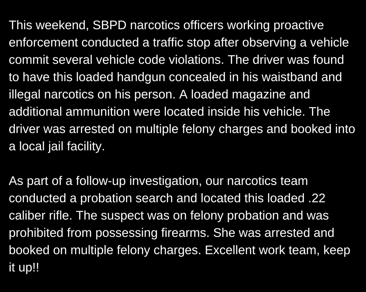 SanBernardinoPD's tweet photo. NARCOTICS UNIT ARRESTS
#GettingAfterIt #GreatWork #SBPD #JoinOurTeam #SanBernardino #OneGunAtATime https://t.co/7NGNfk7fIm