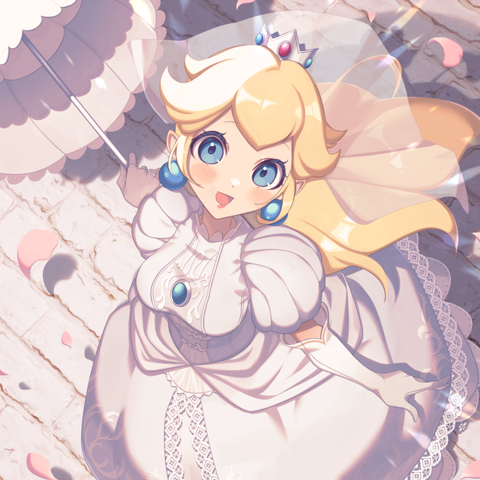 ピーチ姫 「👑 (SSBU:Peach white color) 」|実梨🍒miriのイラスト ピーチ姫 「👑 (SSBU:Peach white color) 」|実梨🍒miriのイラスト
