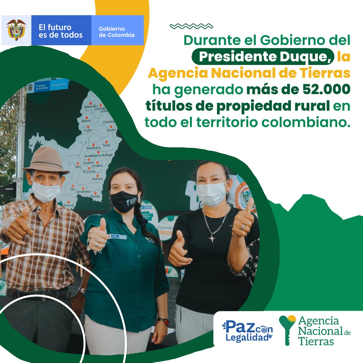 WilsonRuizO's tweet image. Avanza la #PazConLegalidad. En este Gobierno la @AgenciaTierras logró la expedición de más de 52.000 títulos de propiedad rural. Un aporte significativo frente al acceso legítimo de la propiedad para el desarrollo productivo del campo colombiano.

#EsTiempoDeCreer