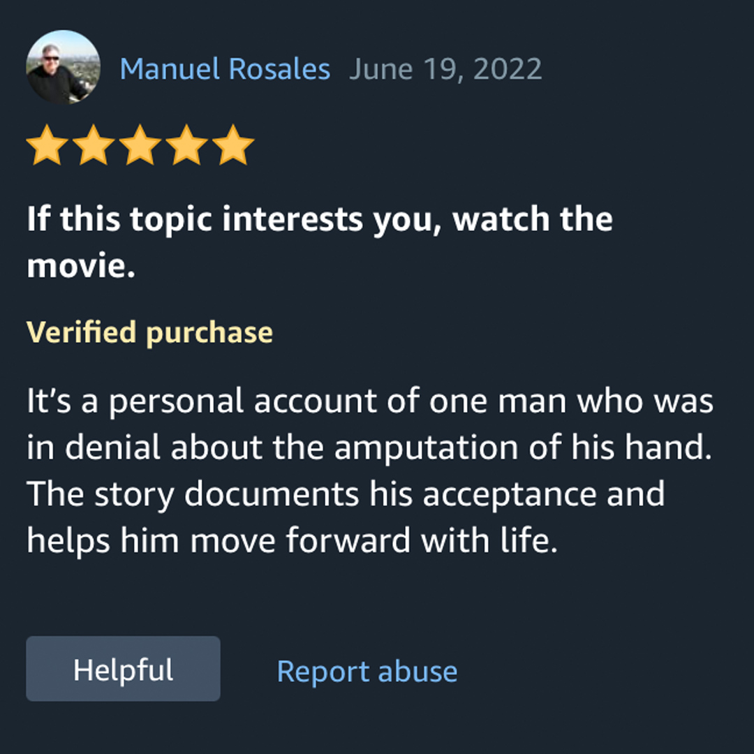 Thank you, Manuel for the 5-Star review! It's amazing that people continue to find and review our little film over 3 years after its #Amazon release! It means the world to us.

#DespiteTheLoss #Documentary #PrimeVideo #LimbDifferenceAwareness #Disability #SupportIndieFilm