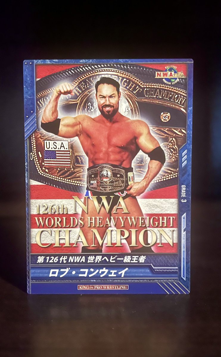 AewCard's tweet photo. For the life of me, I canโt figure out how #RobConway is the 126th #NWA World Heavyweight Champion ๐คทโโ๏ธ
Despite that Iโm very happy to add his card from the 2015 #Bushiroad King of Pro Wrestling set to my NWA PC ๐ฅ
#WrestlingCards #TradingCards #Wrestling @nwa #WWE #TheHobby https://t.co/K3GQit2M6B