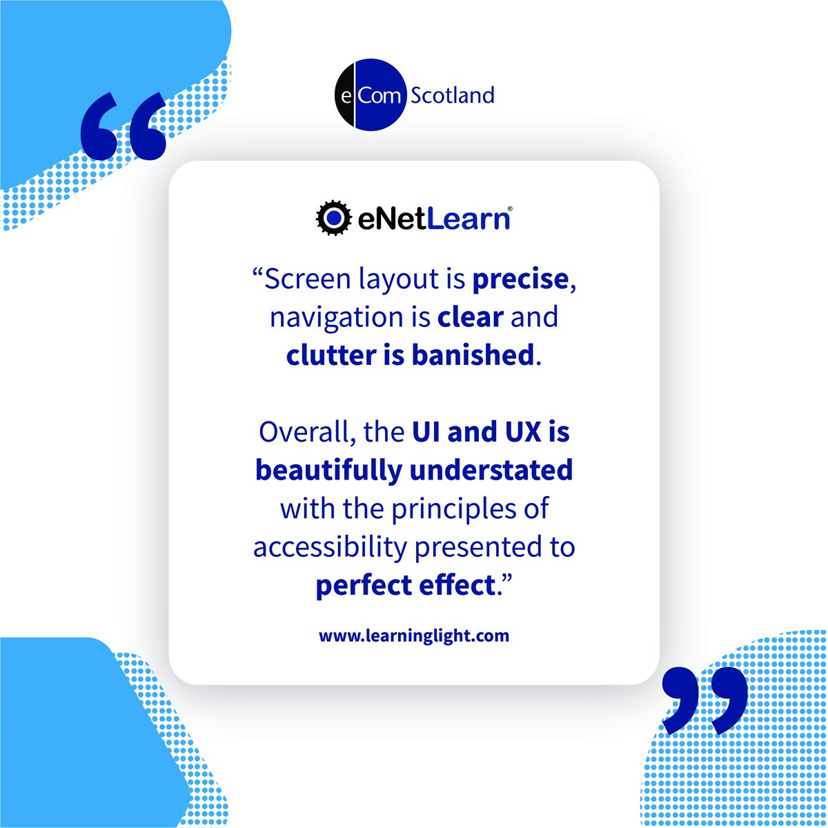 eCom_Learn's tweet photo. We value your feedback. Looking for a mobile-first, easy-to-use #LMS that gives you access to self-service #eLearning anytime, anywhere? Check out our website to learn why #eNetLearn could make sense for your organization.
👉🏻 https://t.co/jNt1xXypFS
#testimonial #edutech https://t.co/s5ktchg8QJ