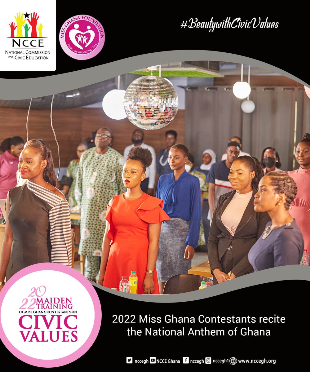 nccegh's tweet image. Together let’s take inspiration from the Ghana National Anthem to make our nation great and strong. Get involved!

#newchair #missghana2022 #BeautyWithCivicValues #CivicEducation #ghvalues #ncceghana @MissGhana #NCCEimpactsCivicValuesinBeautyContestants @kathy_addy