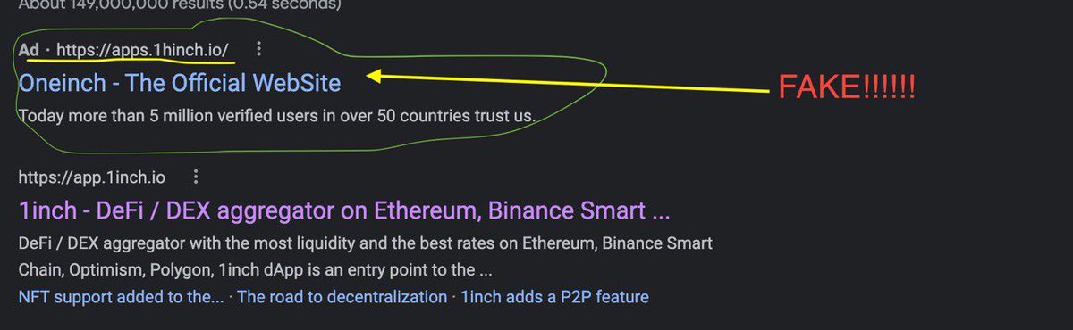 URGENT!!! Anyone using 1in for #CelShortSqueeze … this site below is FAKE #CryptoCommunity stay diligent. Read the web url carefully. Please share/Report and help us all prevent some scammer getting our funds! <a href="/1inch/">1inch</a> have reported.