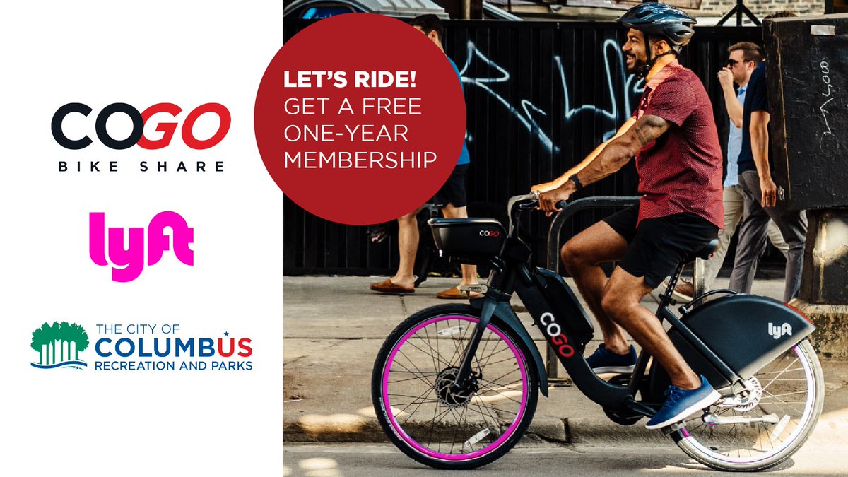 Get ready to ride, Columbus! In partnership with <a href="/lyft/">Lyft</a>, we are giving away a limited supply of FREE <a href="/CoGoBikeShare/">CoGo Bike Share</a> annual memberships to anyone 18 and older. Learn more and fill out the form at the link below, and let's ride! columbusrecparks.com/CoGo/