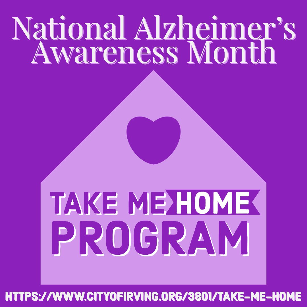 IrvingPD's tweet photo. June is #NATIONALALZHEIMERSAWARENESSMONTH &amp; Today is #TheLongestDay 💜 #JUNE21

We want to do our part to help our Irving families who have loved ones with cognitive disabilities such as Alzheimer’s.

WHAT IS TAKE ME HOME? 

Take Me Home is a program that the Pensacola PD 1/8 https://t.co/KW36sikwuw