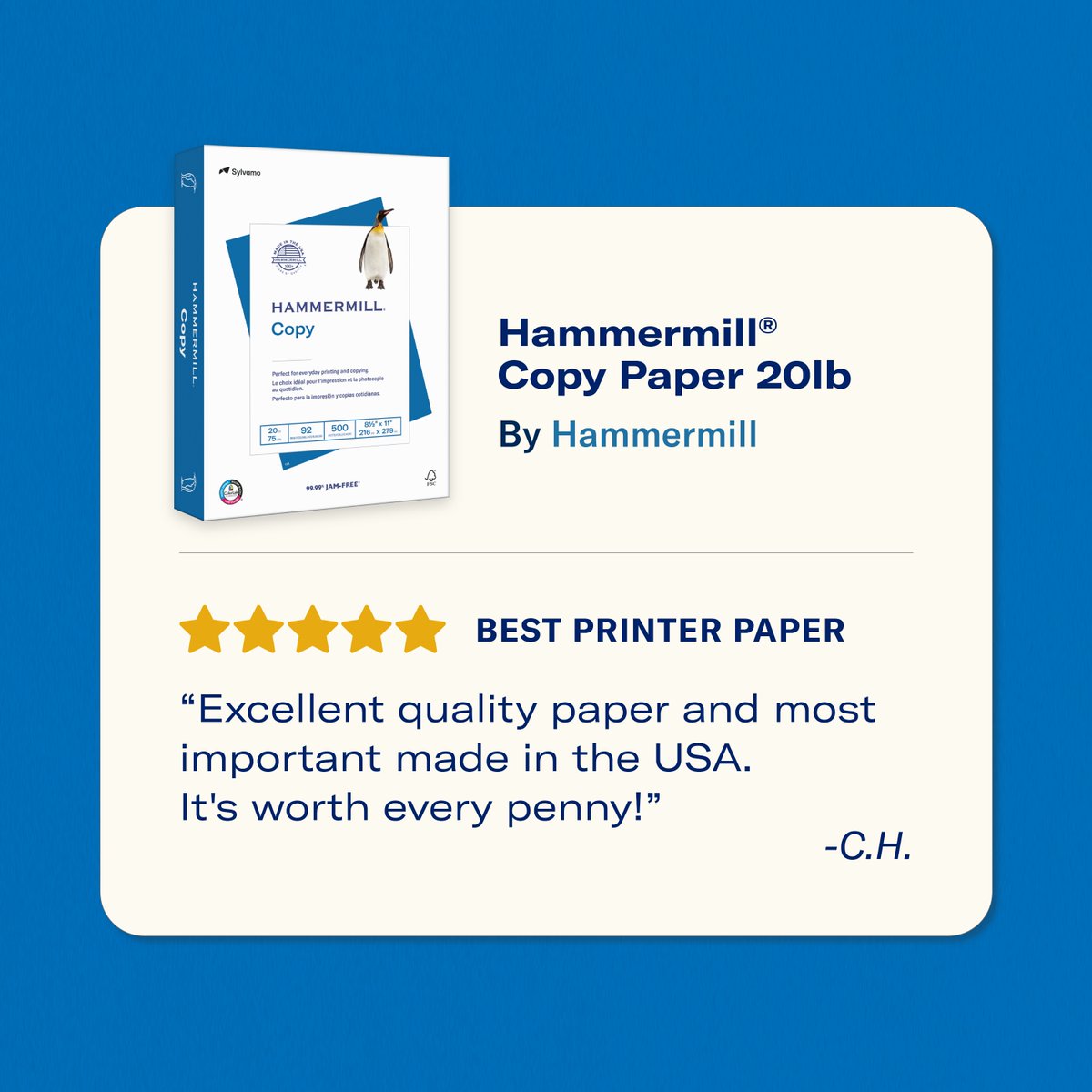 Hammermill's tweet photo. Best Printer Paper
Not all paper is the same. When you want quality you need Hammermill® paper.
#qualitypaper #usamade #madeintheusa #printerpaper https://t.co/csEgYmfT9w