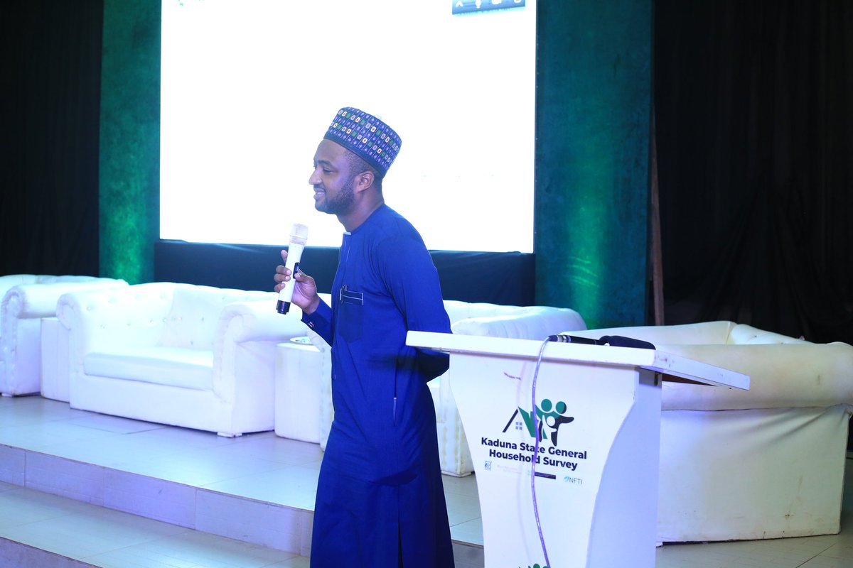 The Executive Director of NFTI, Mr. Nuradeen Maidoki, presenting the Kaduna State General Household Survey analytics dashboard at the just concluded #KDGHS2020 event. #Data4SocialGood