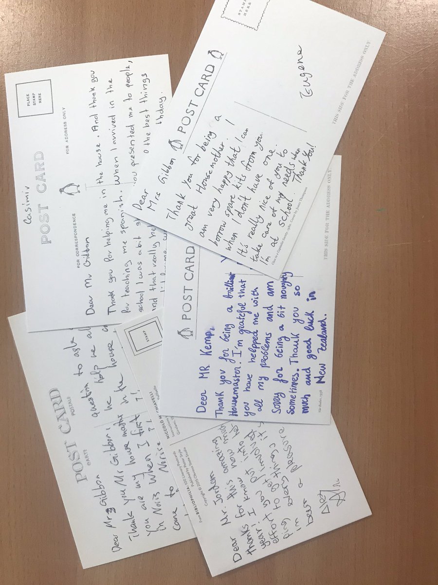 OratoryEAL's tweet photo. EAL students have been writing thank you cards to staff who have helped them in some way this academic year 💛🖤 #iloveboarding #OratoryRespect https://t.co/N08V6tt7nB