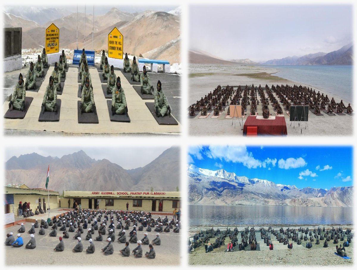 PRODefSrinagar's tweet photo. #InternationalYogaDay2022 Glimpses of 8th International #Yoga Day in Ladakh #FitIndia #AmritMahotsav
@adgpi @NorthernComd_IA @lg_ladakh @ddnewsladakh #YogaForHumanity
#YogaDay
#CompleteWellness #FitIndia https://t.co/BVydCk2uh8