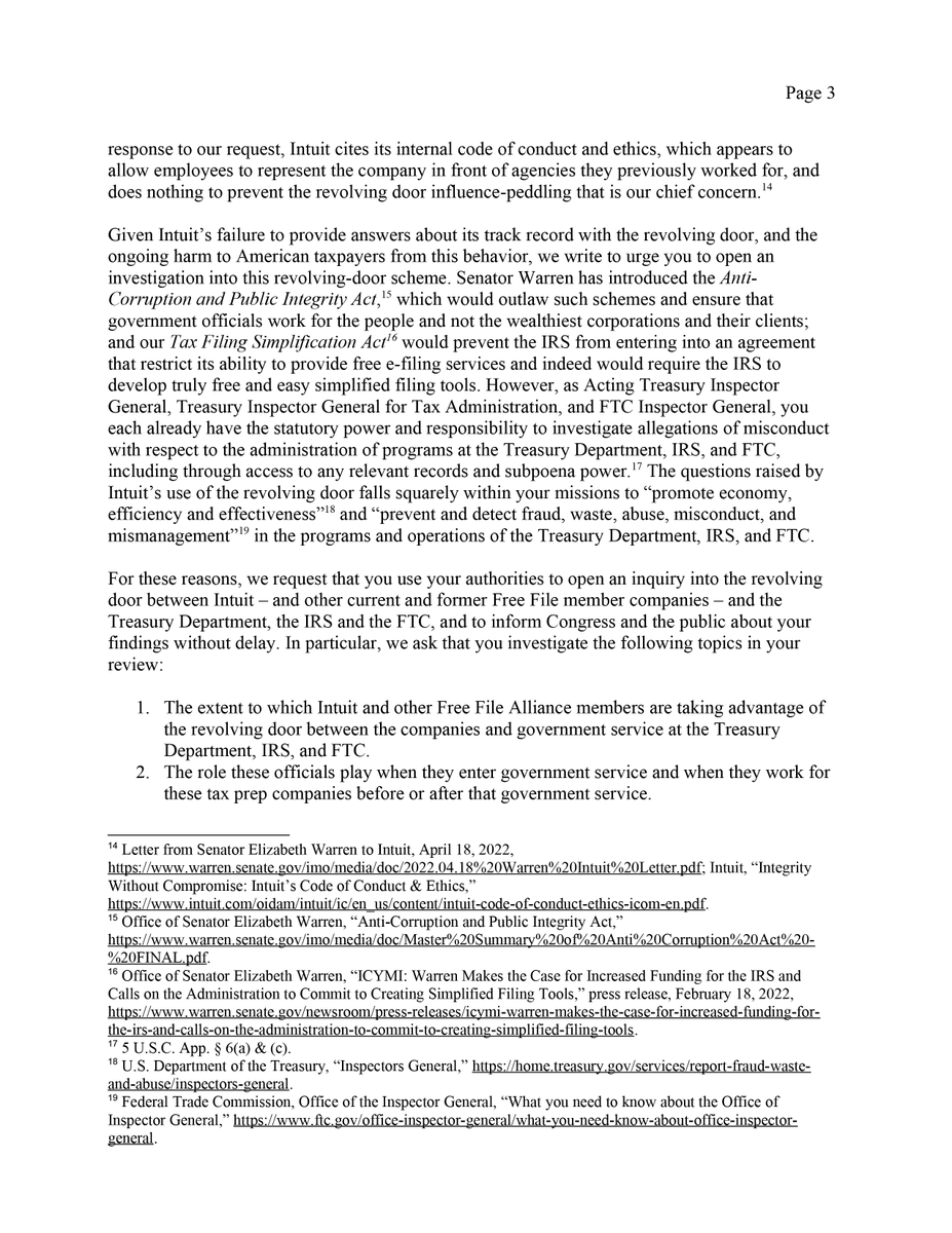 TeamKatiePorter's tweet photo. Hordes of government officials-turned-lobbyists are helping corporations like @Intuit rip off Americans. @SenWarren, @BradSherman, and I introduced a bill to crack down on the scams, but we also want federal watchdogs to investigate the revolving door of regulators and lobbyists. https://t.co/Hwr1voftKt