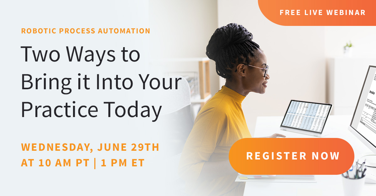 TebraOfficial's tweet photo. Get to know about Robotic Process Automation (RPA) technology and how it can create efficiencies and eliminate manual tasks involved in unapplied payment posting and ERA processing. Join us next Wednesday, June 29th. Reserve your free spot today: https://t.co/fzVC06L9A9 https://t.co/umHIdDlhQl