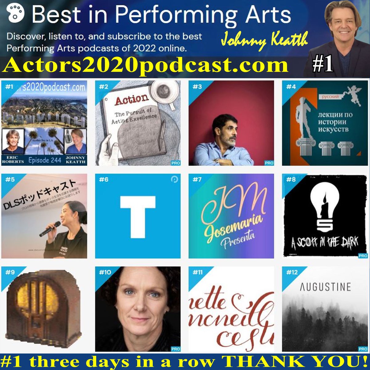 Actors2020podcast.com #1 three days in a row. It's been a while since I took a little personal time off and always working now. Season 8 starts July 1st. Who wants to be interviewed for Season 8? Do you have a recommendations that would add valve ? #numberone #actorslifestyle
